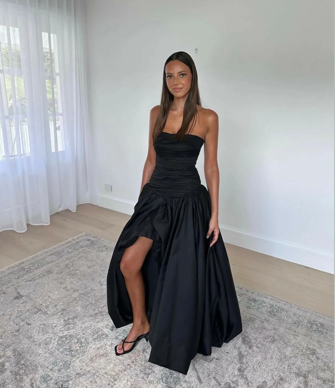 Aje Violette Bubble Hem Dress Black