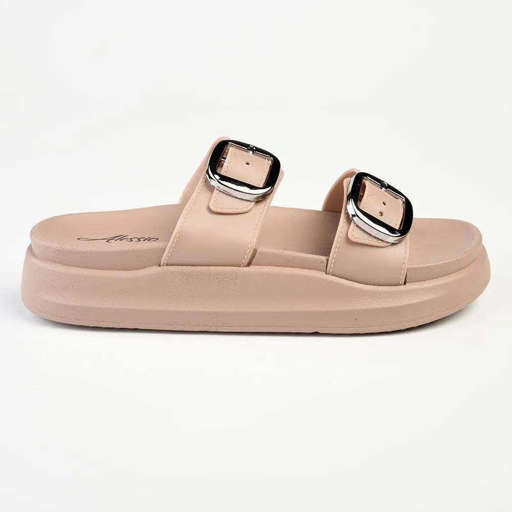 Alessio Double Cross Strap Sandal - Nude