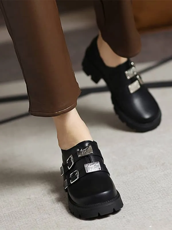 Fashion Buckles Square Toe&Loafers