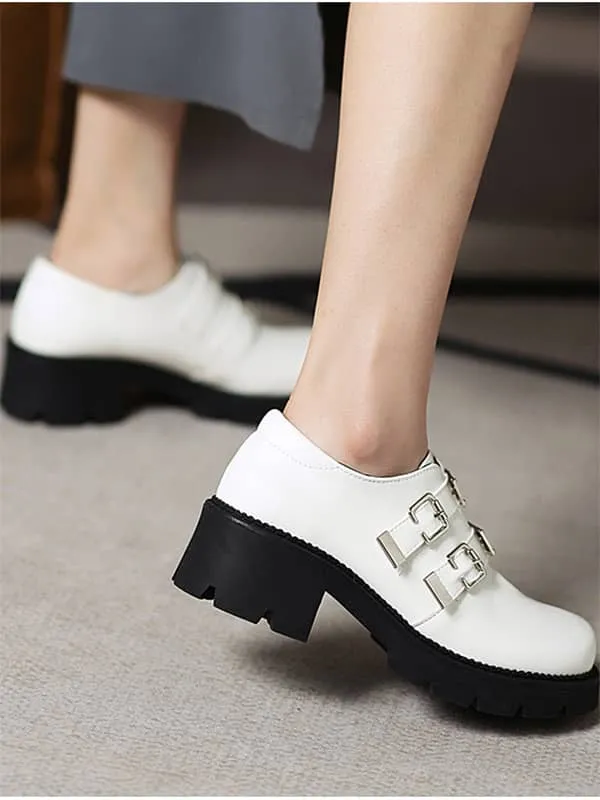 Fashion Buckles Square Toe&Loafers