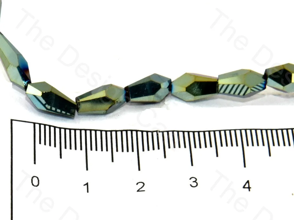 Green Metallic Conical Crystal Beads