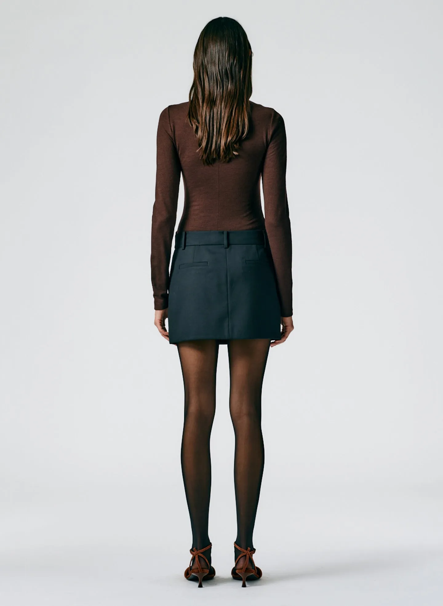 Heavy Wool Plainweave Mini Trouser Skirt