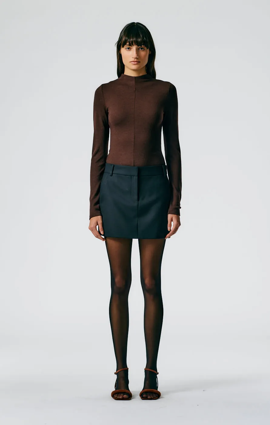 Heavy Wool Plainweave Mini Trouser Skirt