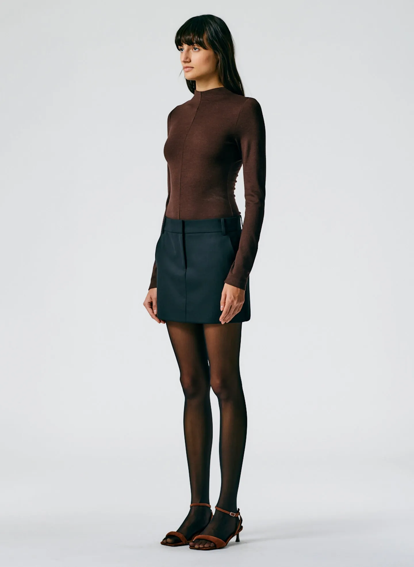 Heavy Wool Plainweave Mini Trouser Skirt