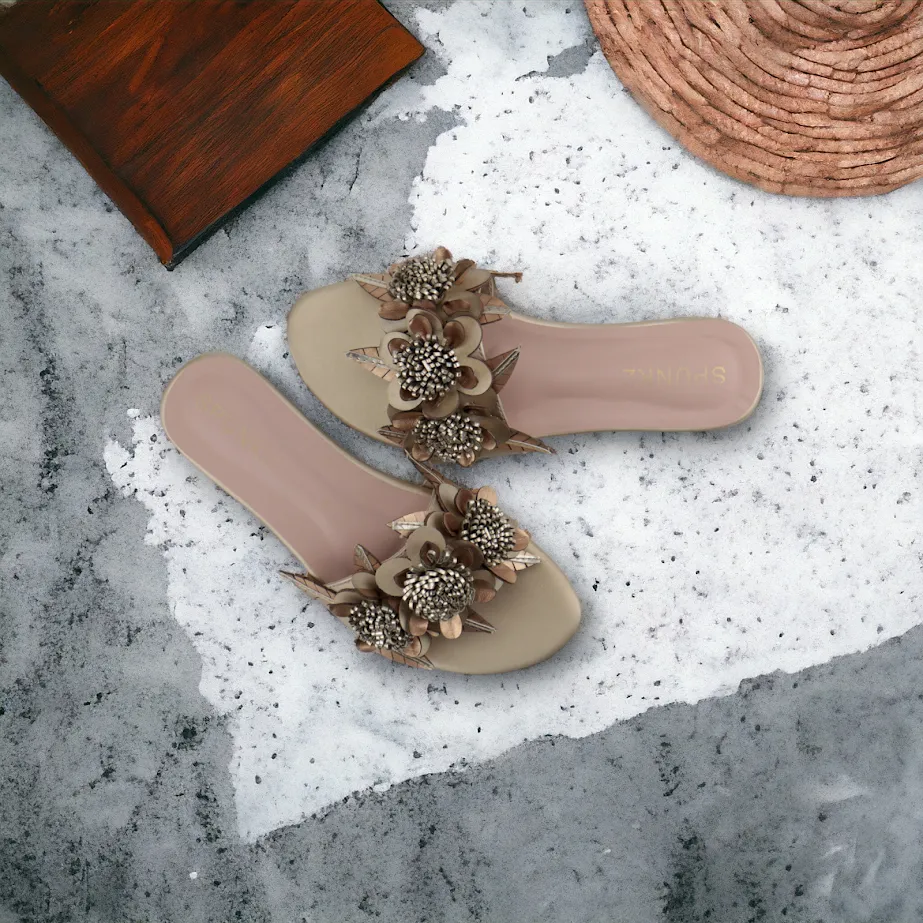 Lilico Floral Fancy Flat Slippers Slides