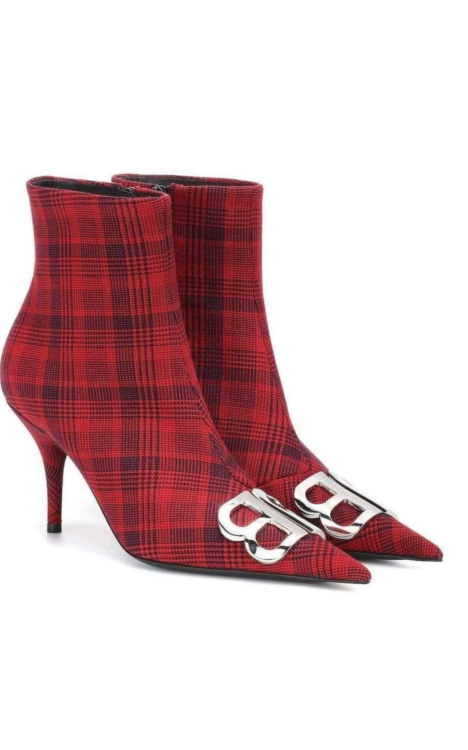 Logo Plaid Canvas Ankle Boots