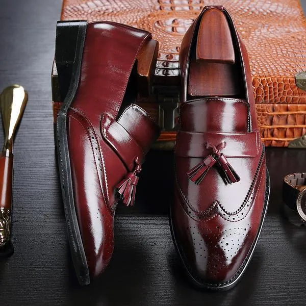 Men's Fashion Leather Pointed Toe Business Oxford Wedding Loafers
