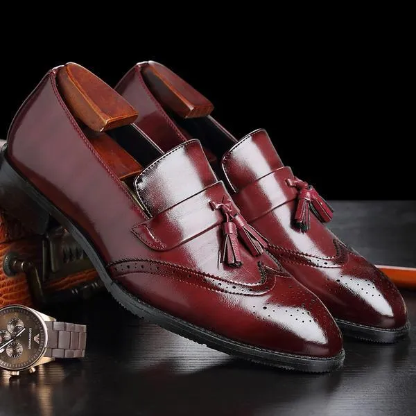 Men's Fashion Leather Pointed Toe Business Oxford Wedding Loafers