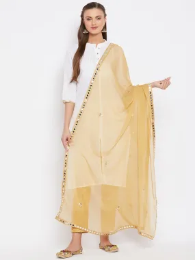 Women Fawn Chiffon Mirror Solid Dupatta
