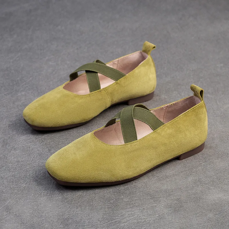 Women Retro Minimalism Leather Soft Flats
