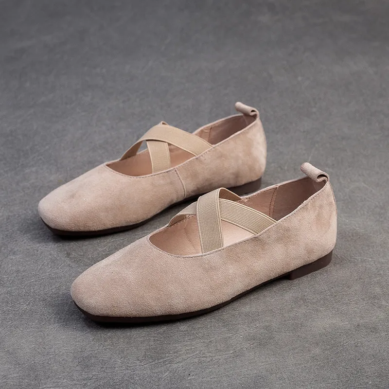 Women Retro Minimalism Leather Soft Flats
