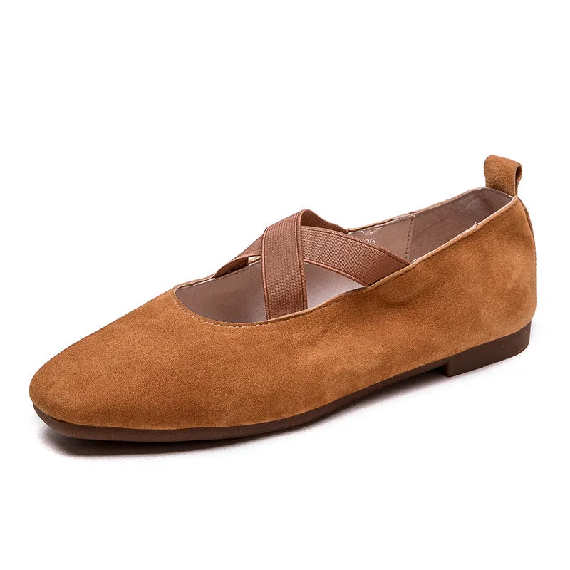 Women Retro Minimalism Leather Soft Flats