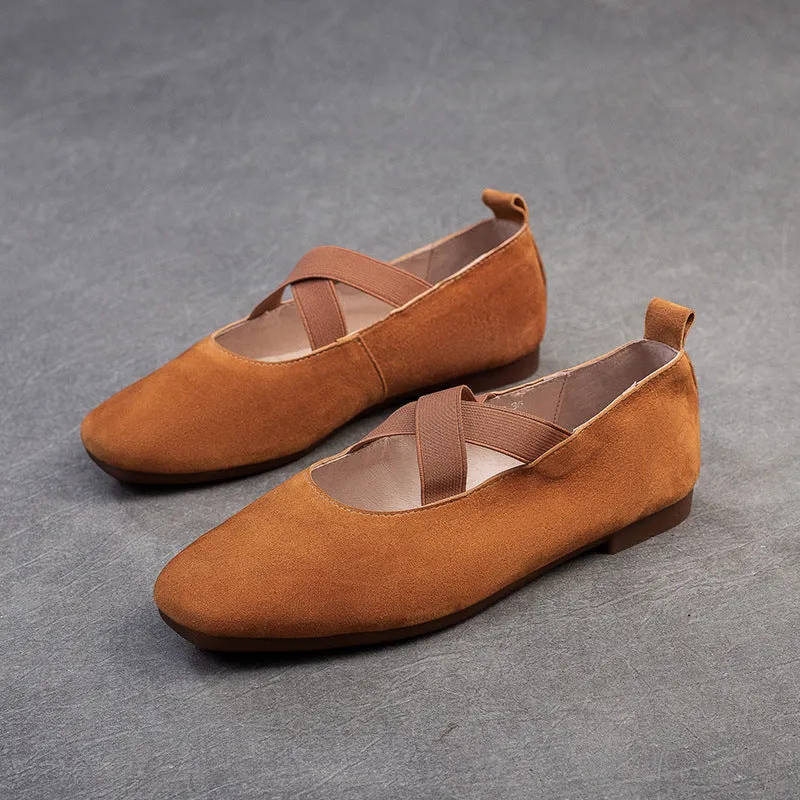 Women Retro Minimalism Leather Soft Flats